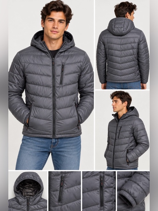 Hawke & Co Other - Hawke & Co Men’s S Hooded Quilted Lightweight Puffer Jacket Charcoal Gray EUC